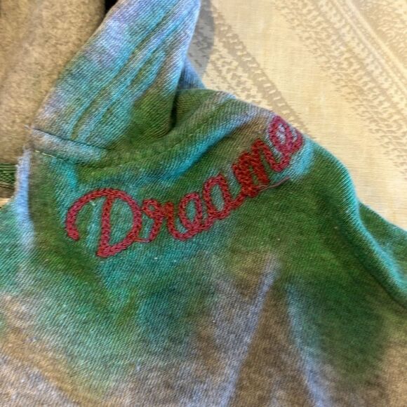 Vintage Havana Girls Grey Tie Dye Hooded Embroidered Dreamer Sweatshirt - Size M - Picture 3 of 8